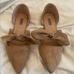 Bow suede flats